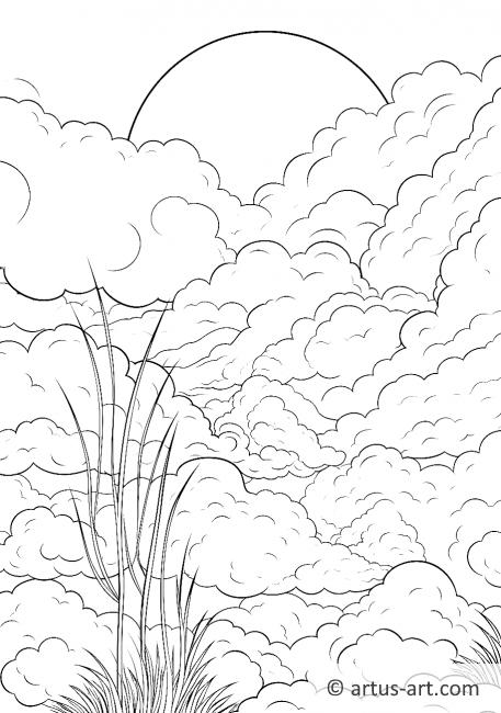 Página para colorear: Nubes al atardecer